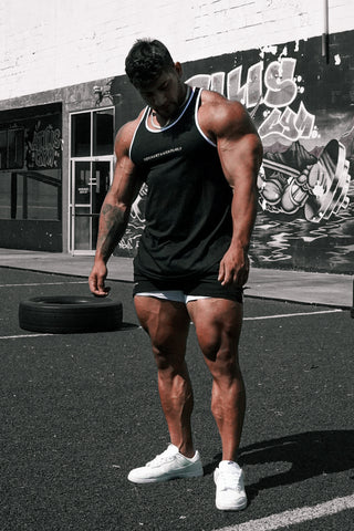 Fast-Dry Bodybuilding Workout Stringer - Black w White Menace