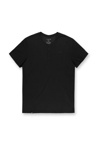 Waffle Henley T-Shirt - Black